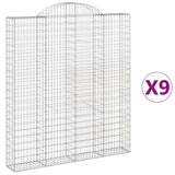 Arched Gabion Baskets 9 pcs 200x30x220/240 cm Galvanised Iron