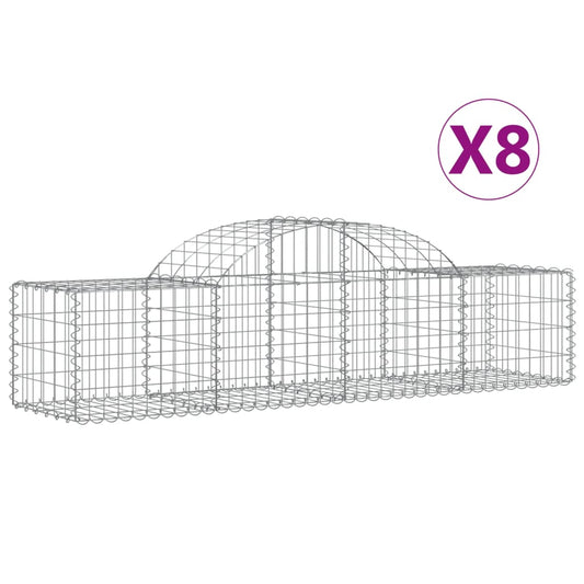 Arched Gabion Baskets 8 pcs 200x50x40/60 cm Galvanised Iron
