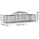 Arched Gabion Baskets 9 pcs 200x50x40/60 cm Galvanised Iron