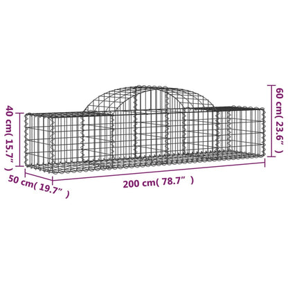 Arched Gabion Baskets 14 pcs 200x50x40/60 cm Galvanised Iron