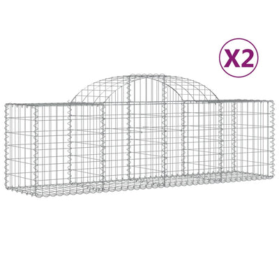 Arched Gabion Baskets 2 pcs 78.7"x19.7"x23.6"/31.5" Galvanized Iron