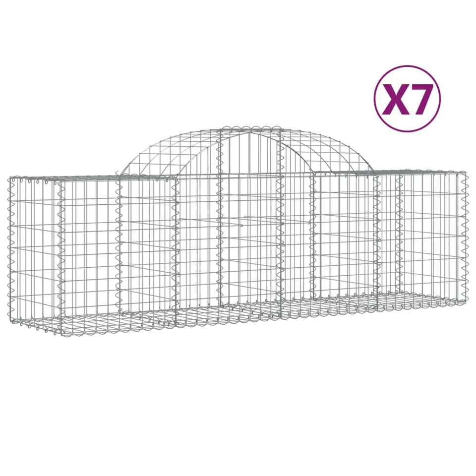 Arched Gabion Baskets 7 pcs 200x50x60/80 cm Galvanised Iron