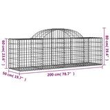 Arched Gabion Baskets 7 pcs 200x50x60/80 cm Galvanised Iron