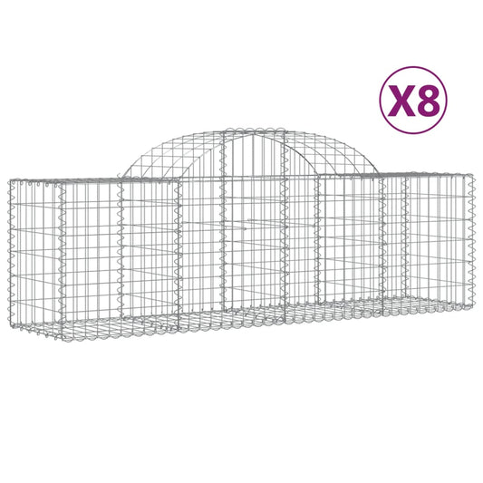 Arched Gabion Baskets 8 pcs 200x50x60/80 cm Galvanised Iron