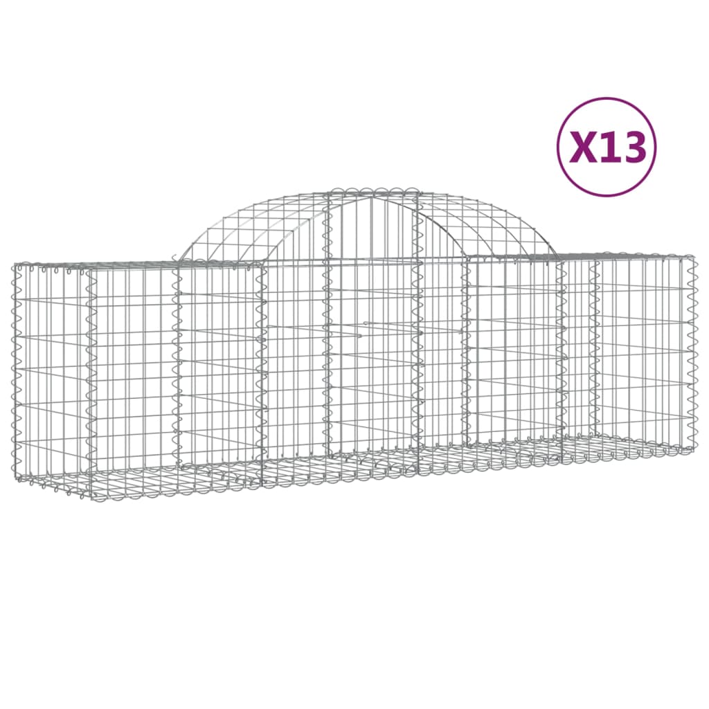 Arched Gabion Baskets 13 pcs 200x50x60/80 cm Galvanised Iron