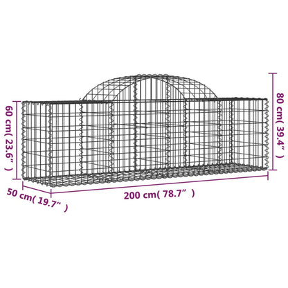 Arched Gabion Baskets 14 pcs 200x50x60/80 cm Galvanised Iron