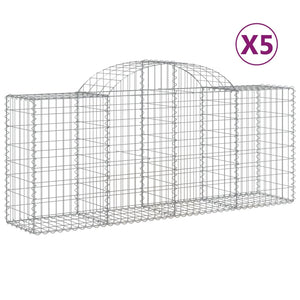 Arched Gabion Baskets 5 pcs 200x50x80/100 cm Galvanised Iron