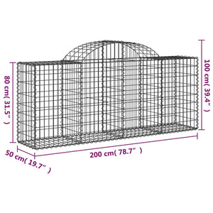 Arched Gabion Baskets 5 pcs 200x50x80/100 cm Galvanised Iron