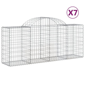 Arched Gabion Baskets 7 pcs 200x50x80/100 cm Galvanised Iron