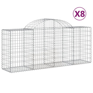 Arched Gabion Baskets 8 pcs 200x50x80/100 cm Galvanised Iron