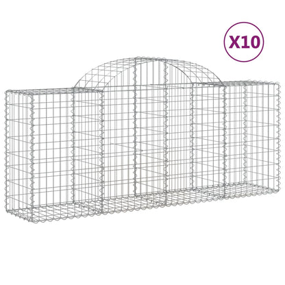Arched Gabion Baskets 10 pcs 200x50x80/100 cm Galvanised Iron