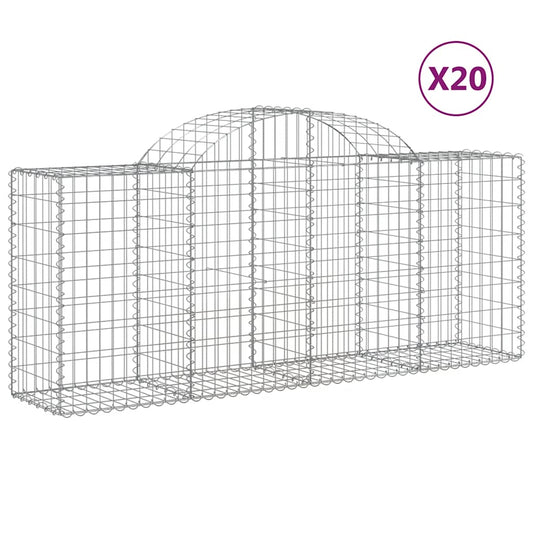 Arched Gabion Baskets 20 pcs 200x50x80/100 cm Galvanised Iron