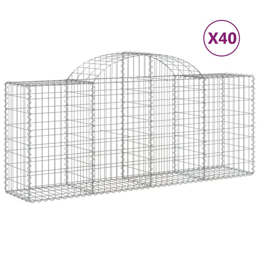 Arched Gabion Baskets 40 pcs 200x50x80/100 cm Galvanised Iron