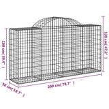 Arched Gabion Baskets 8 pcs 200x50x100/120 cm Galvanised Iron