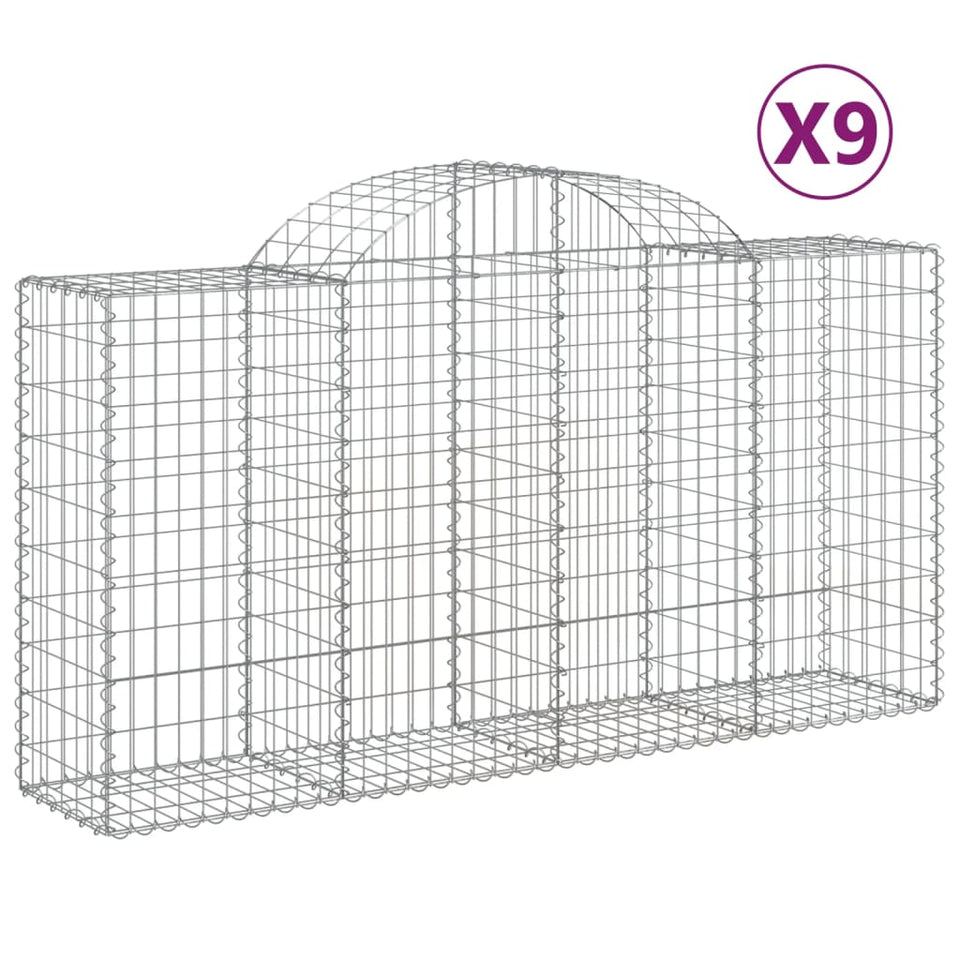 Arched Gabion Baskets 9 pcs 200x50x100/120 cm Galvanised Iron