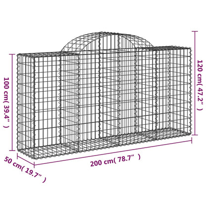 Arched Gabion Baskets 18 pcs 200x50x100/120 cm Galvanised Iron