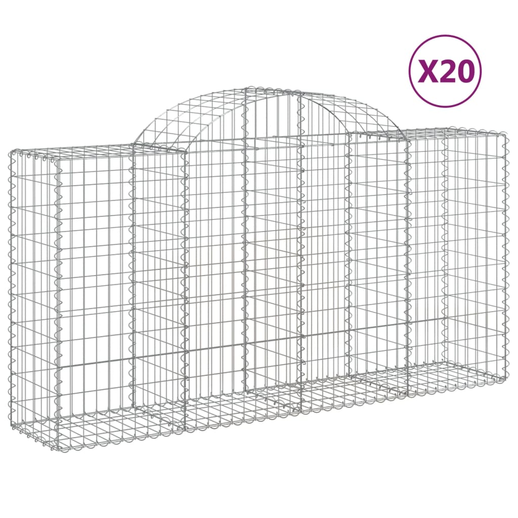Arched Gabion Baskets 20 pcs 200x50x100/120 cm Galvanised Iron