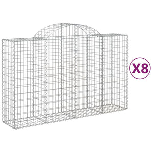 Arched Gabion Baskets 8 pcs 200x50x120/140 cm Galvanised Iron