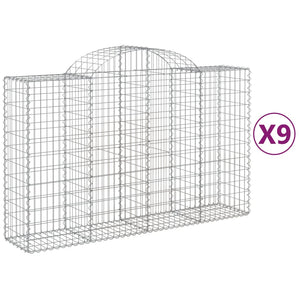 Arched Gabion Baskets 9 pcs 200x50x120/140 cm Galvanised Iron