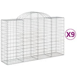 Arched Gabion Baskets 9 pcs 200x50x120/140 cm Galvanised Iron