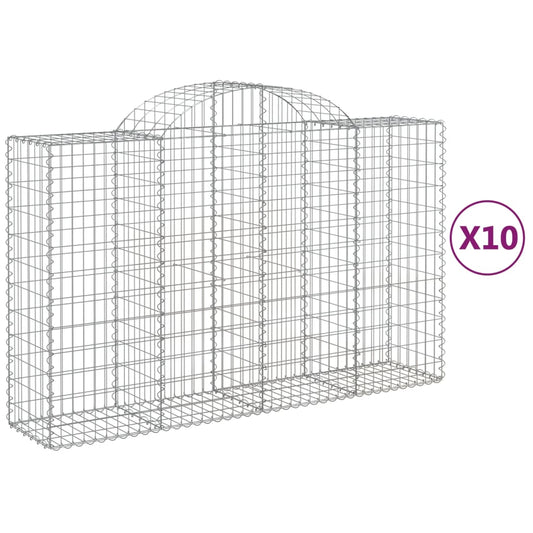 Arched Gabion Baskets 10 pcs 200x50x120/140 cm Galvanised Iron