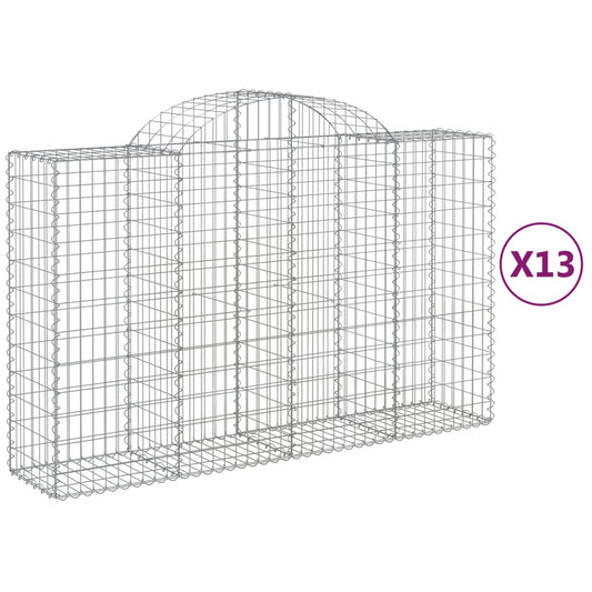 Arched Gabion Baskets 13 pcs 200x50x120/140 cm Galvanised Iron