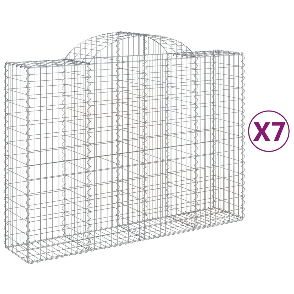 Arched Gabion Baskets 7 pcs 200x50x140/160 cm Galvanised Iron