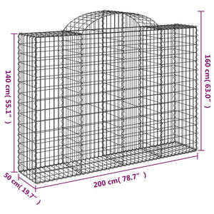 Arched Gabion Baskets 7 pcs 200x50x140/160 cm Galvanised Iron