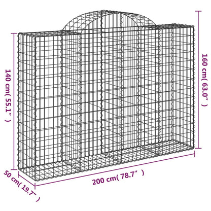 Arched Gabion Baskets 50 pcs 200x50x140/160 cm Galvanised Iron