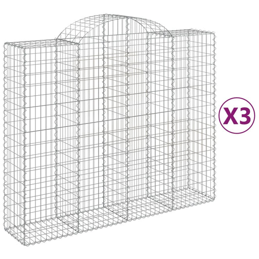Arched Gabion Baskets 3 pcs 200x50x160/180 cm Galvanised Iron