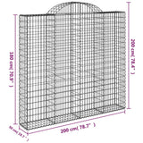 Arched Gabion Baskets 7 pcs 200x50x180/200 cm Galvanised Iron