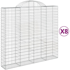 Arched Gabion Baskets 8 pcs 200x50x180/200 cm Galvanised Iron