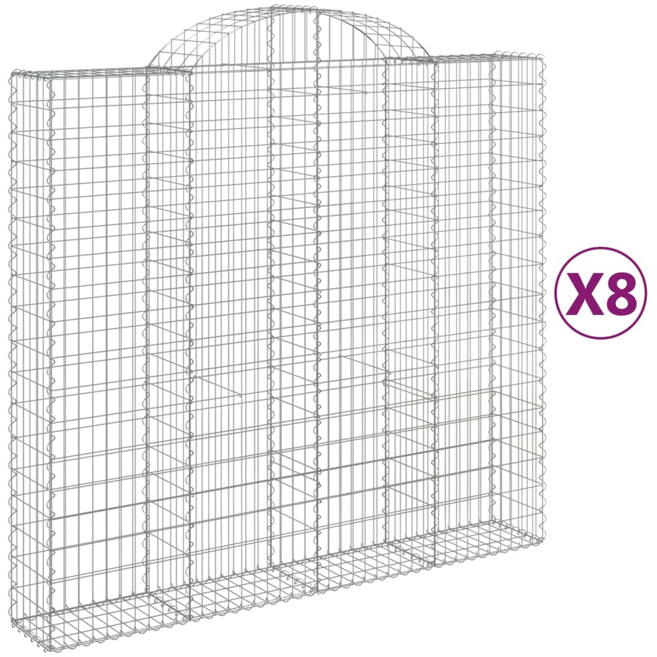 Arched Gabion Baskets 8 pcs 200x50x180/200 cm Galvanised Iron