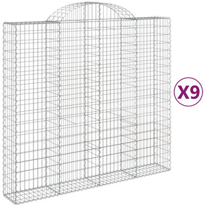 Arched Gabion Baskets 9 pcs 200x50x180/200 cm Galvanised Iron