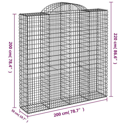 Arched Gabion Baskets 7 pcs 200x50x200/220 cm Galvanised Iron