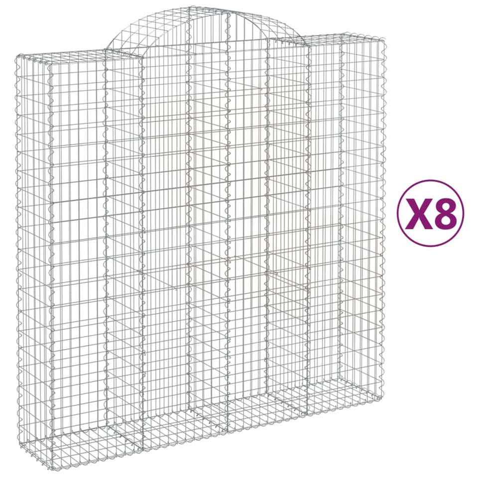 Arched Gabion Baskets 8 pcs 200x50x200/220 cm Galvanised Iron