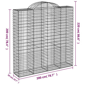 Arched Gabion Baskets 8 pcs 200x50x200/220 cm Galvanised Iron