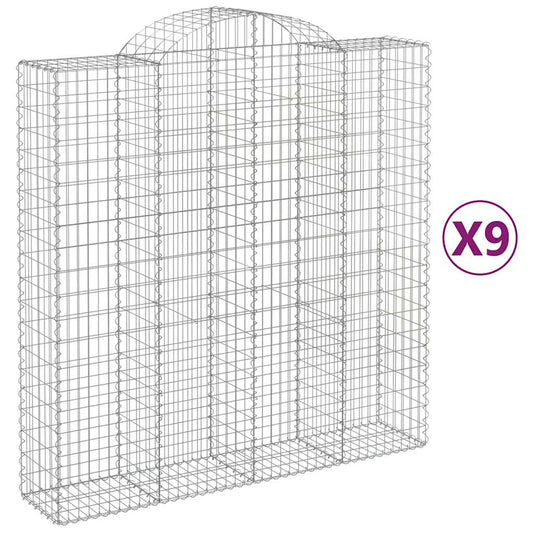 Arched Gabion Baskets 9 pcs 200x50x200/220 cm Galvanised Iron
