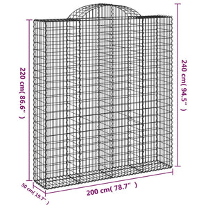 Arched Gabion Baskets 8 pcs 200x50x220/240 cm Galvanised Iron