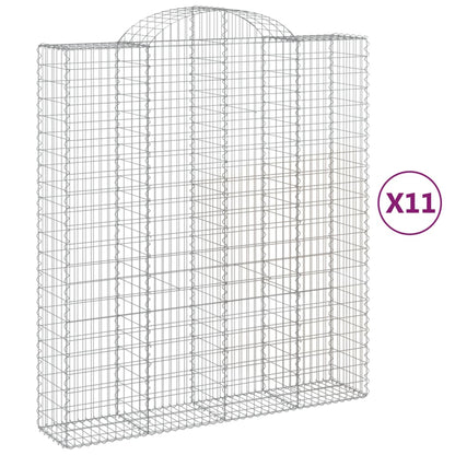 Arched Gabion Baskets 11 pcs 200x50x220/240 cm Galvanised Iron