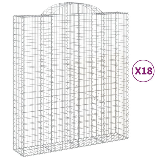 Arched Gabion Baskets 18 pcs 200x50x220/240 cm Galvanised Iron