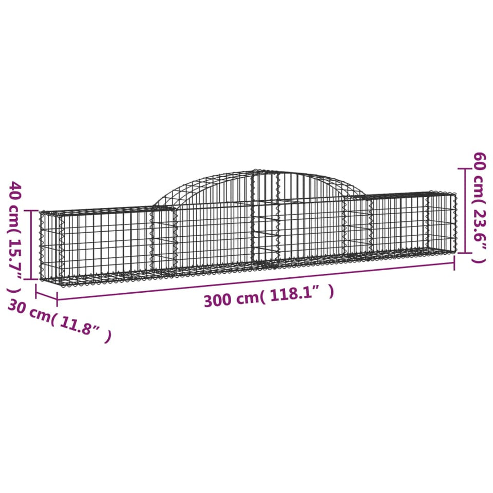 Arched Gabion Baskets 7 pcs 300x30x40/60 cm Galvanised Iron