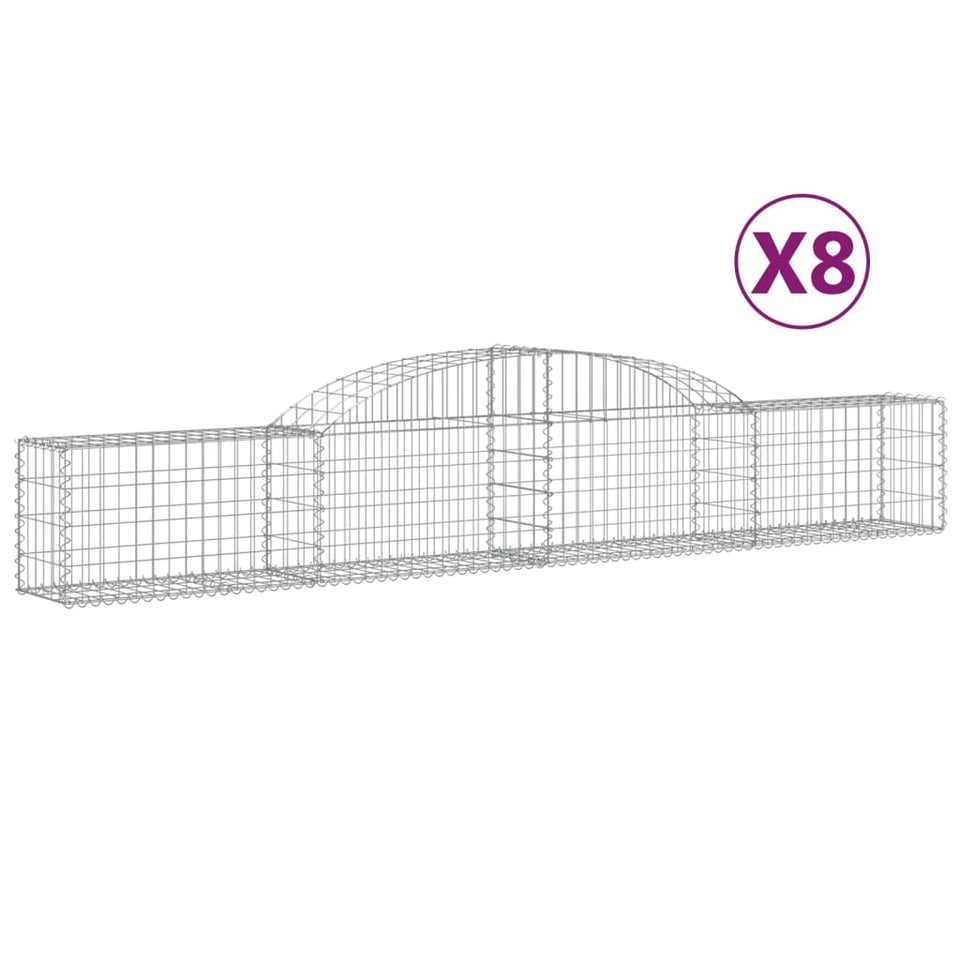 Arched Gabion Baskets 8 pcs 300x30x40/60 cm Galvanised Iron