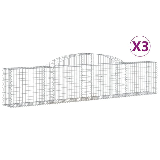 Arched Gabion Baskets 3 pcs 300x30x60/80 cm Galvanised Iron