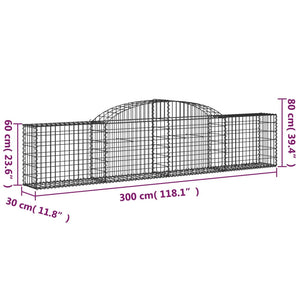 Arched Gabion Baskets 7 pcs 300x30x60/80 cm Galvanised Iron