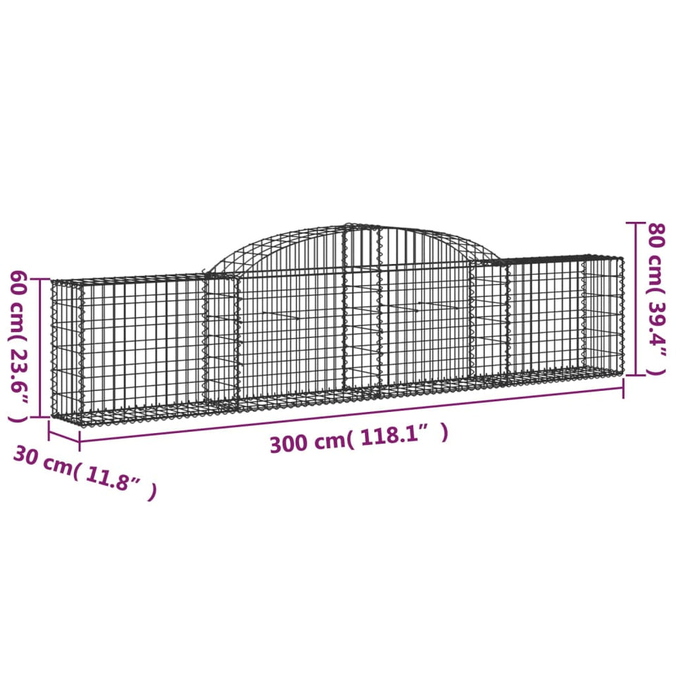 Arched Gabion Baskets 7 pcs 300x30x60/80 cm Galvanised Iron