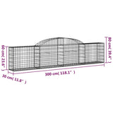 Arched Gabion Baskets 8 pcs 300x30x60/80 cm Galvanised Iron