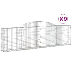 Arched Gabion Baskets 9 pcs 300x30x80/100 cm Galvanised Iron