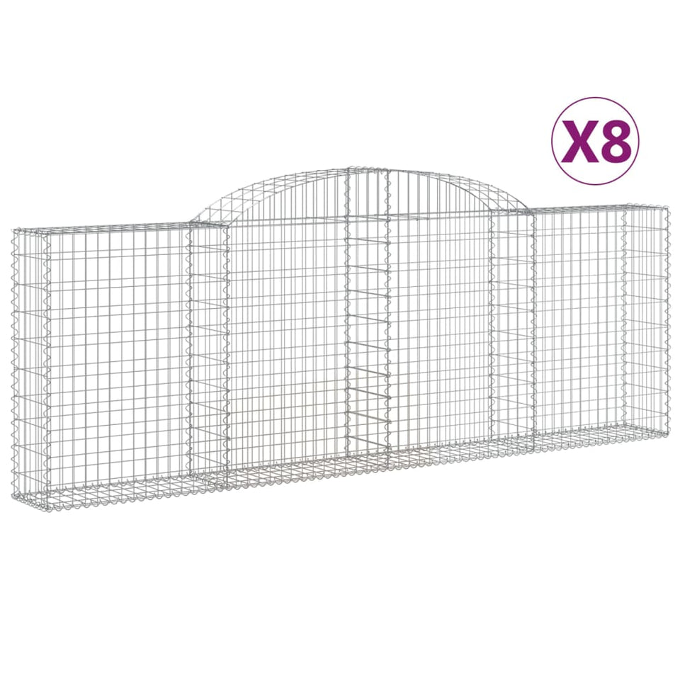 Arched Gabion Baskets 8 pcs 300x30x100/120 cm Galvanised Iron