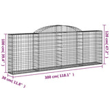 Arched Gabion Baskets 8 pcs 300x30x100/120 cm Galvanised Iron